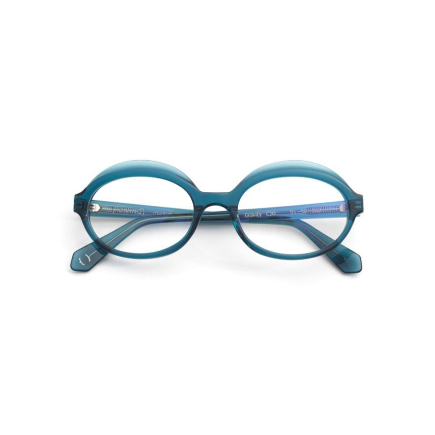 Rewind Gravity Rounded Frame Acetate Eyeglasses In Translucent Teal Blue