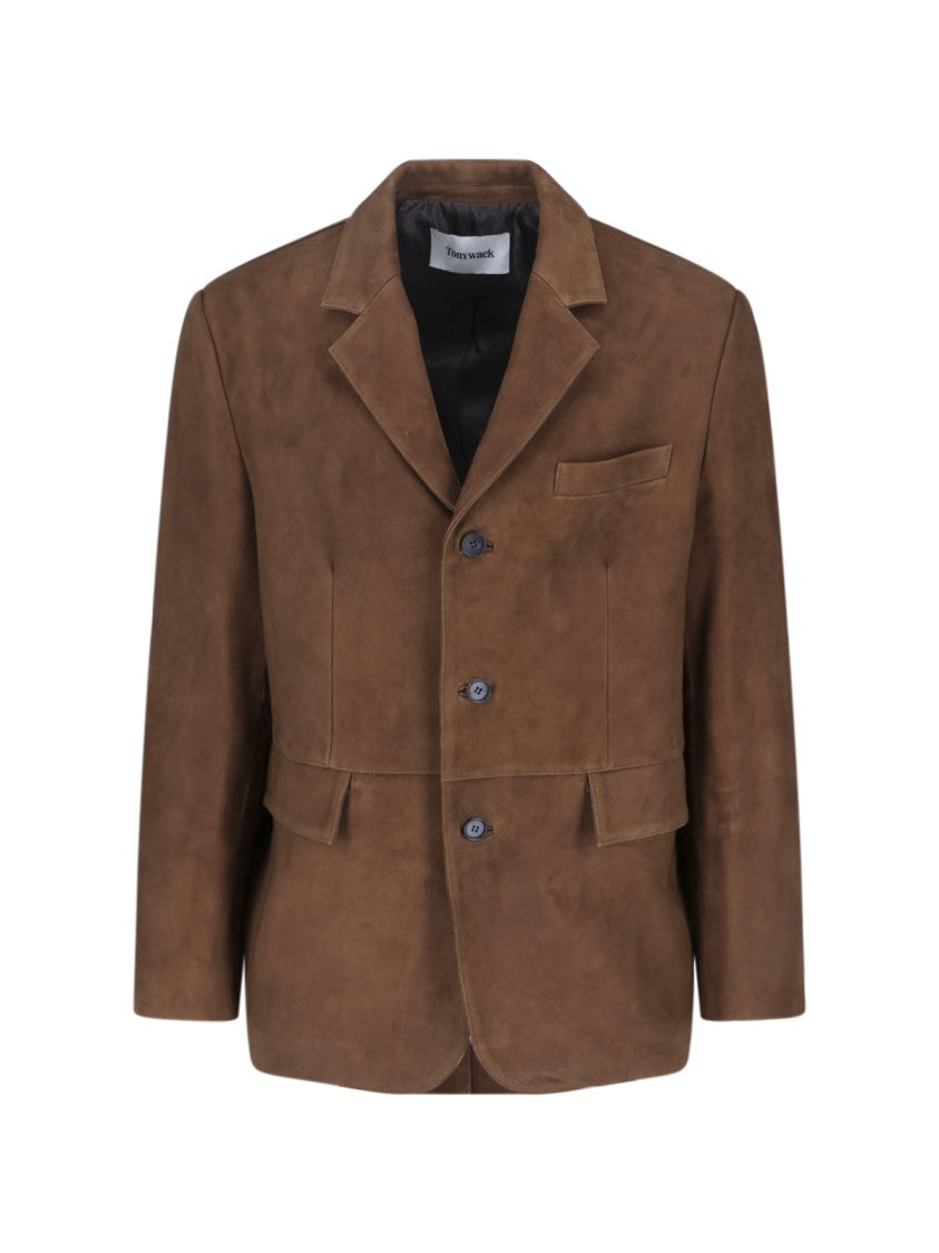 Tonywack Single-Breasted Suede Blazer With Classic Lapel