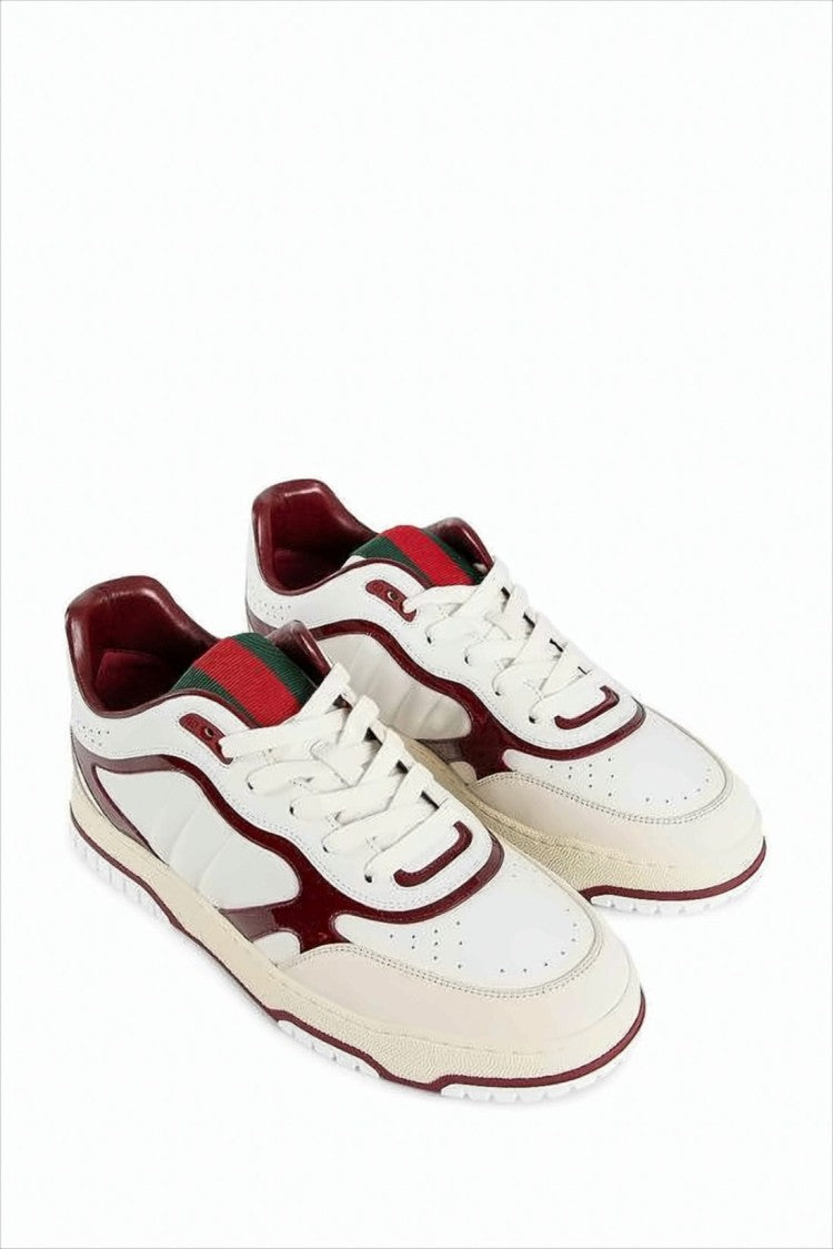 Gucci Low-Top Sneakers With Burgundy Patent Overlays