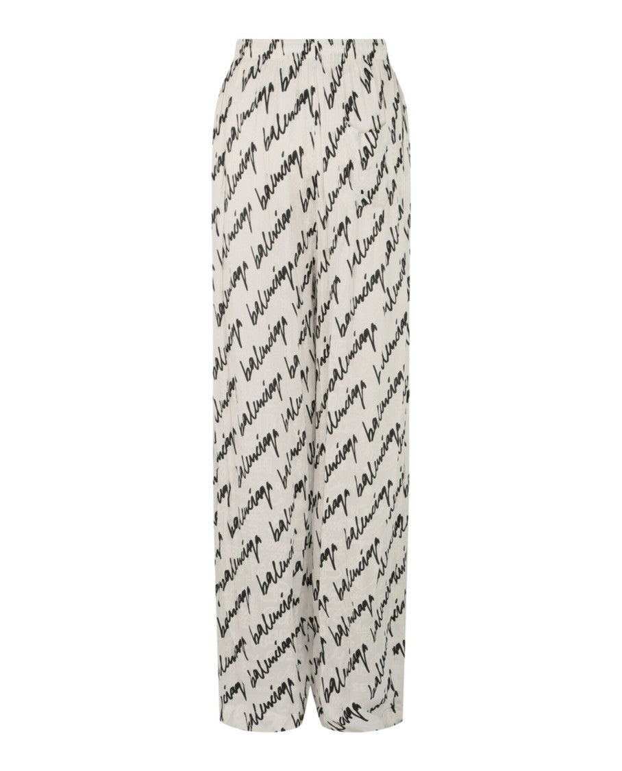 Balenciaga Scribble Silk Jacquard Pajama Pants