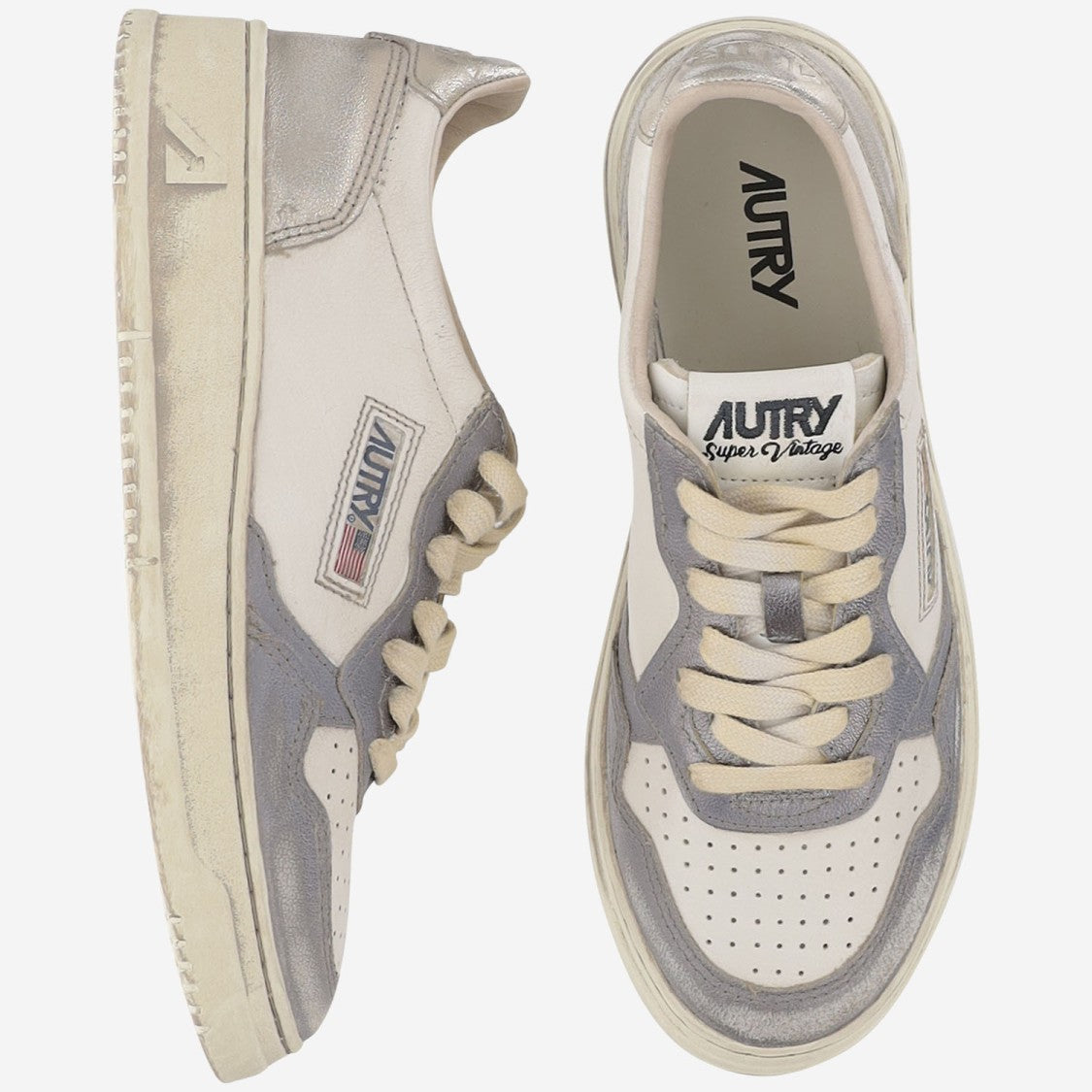 Autry Low-Top Leather Sneakers With Vintage Effect