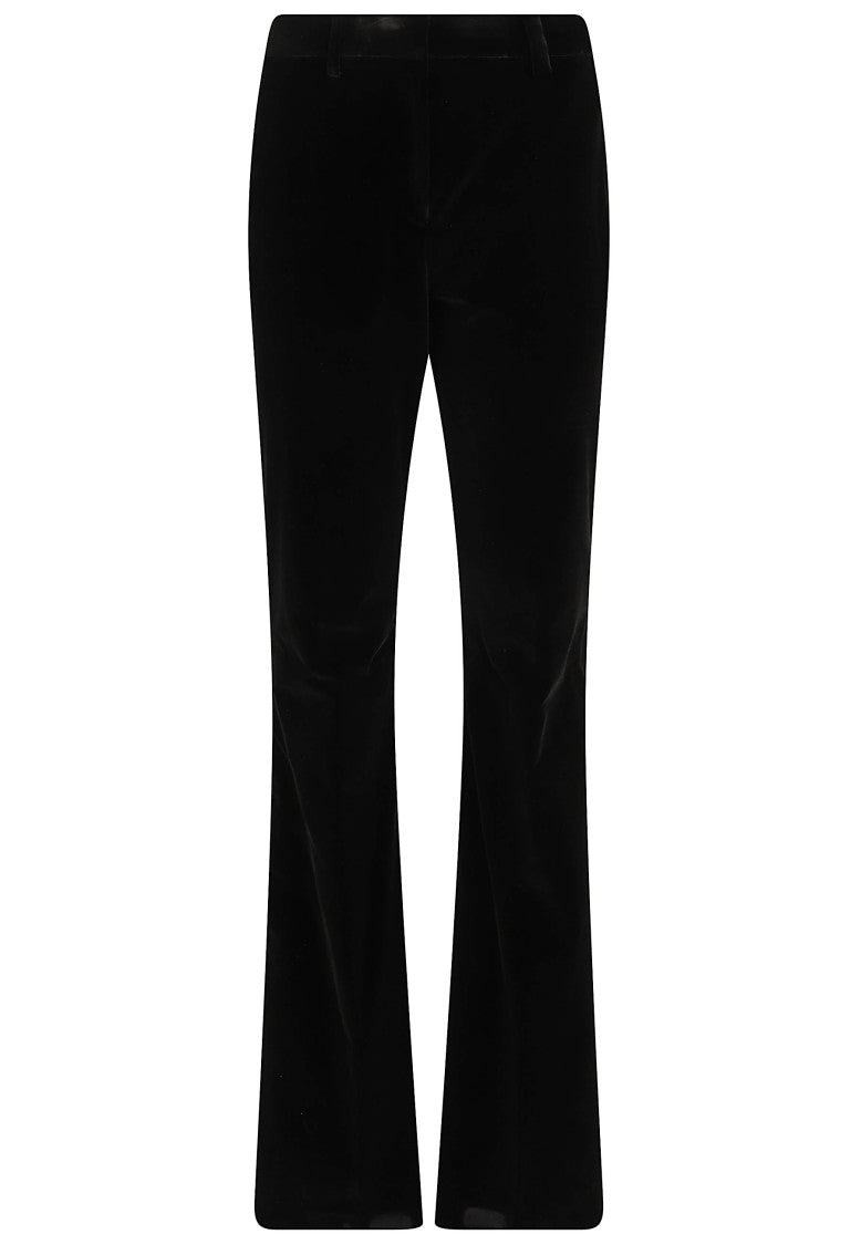 Etro Refined Black Cotton Velvet Flared Trousers