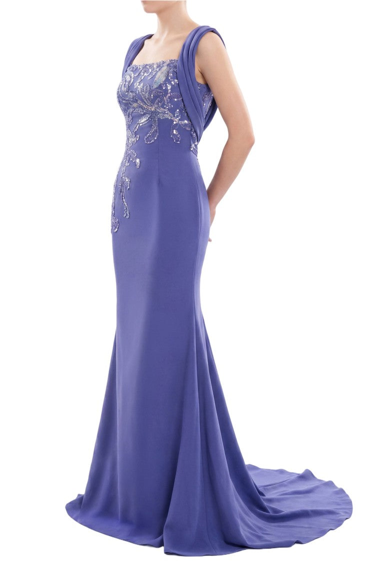 Saiid Kobeisy Embellished Long Crepe Dress