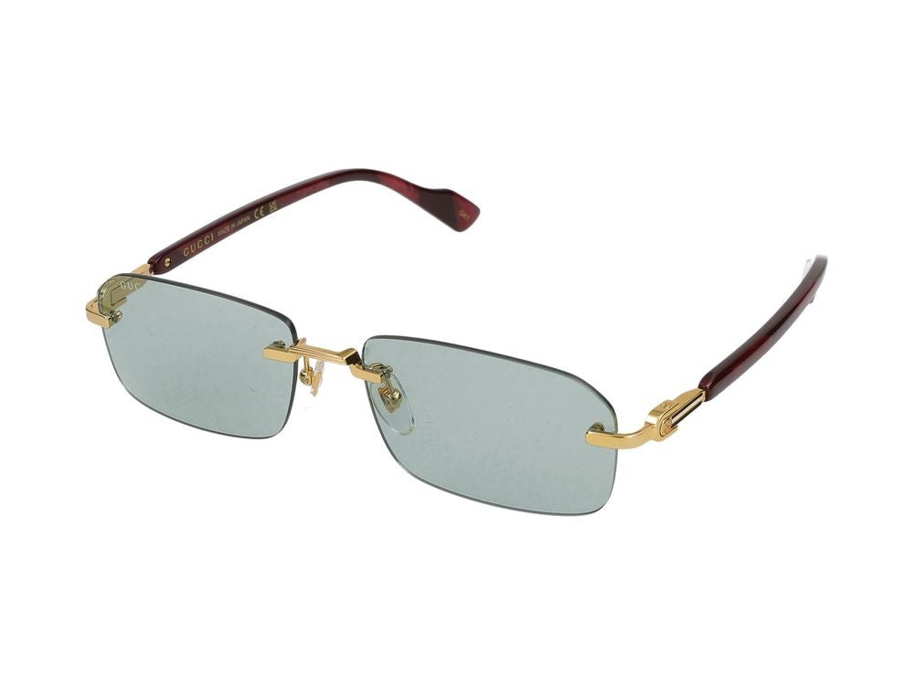 Gucci Gold Gg1221s Metal Rimless Rectangular Sunglasses