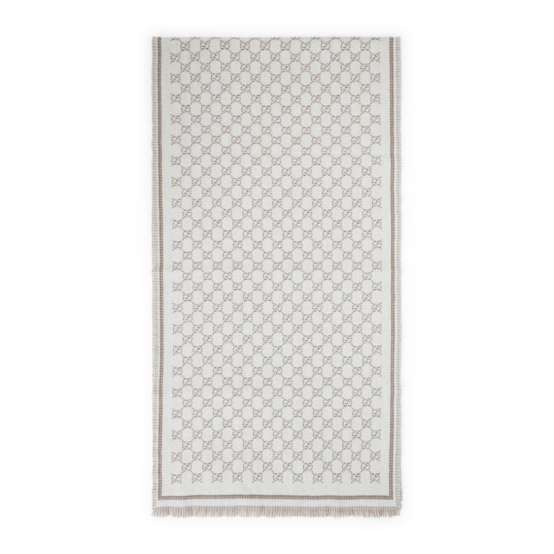 Gucci Gg Beige And Ivory Wool Scarf