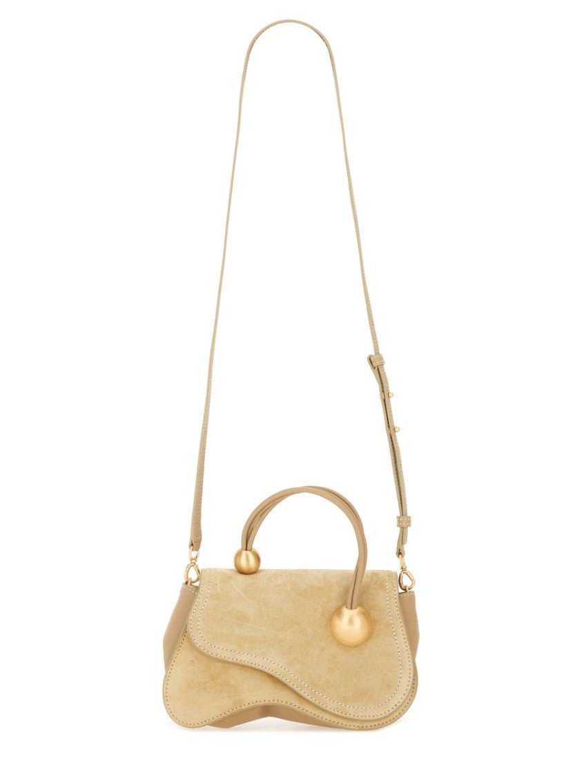 Cult Gaia Mini Shoulder Bag With Wavy Silhouette And Gold Accents