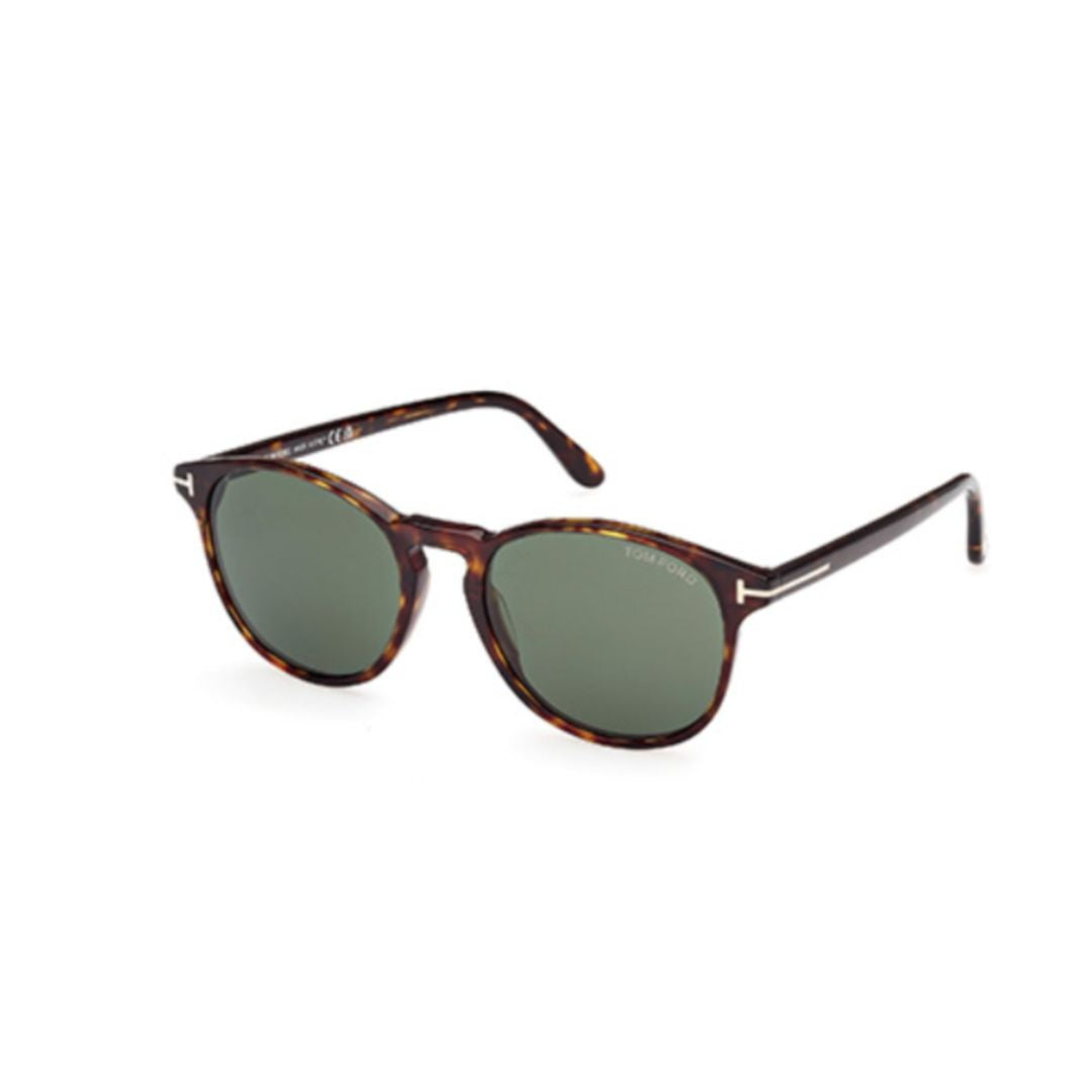 Tom Ford Ft1097 Round Tortoiseshell Acetate Sunglasses With Green Lenses