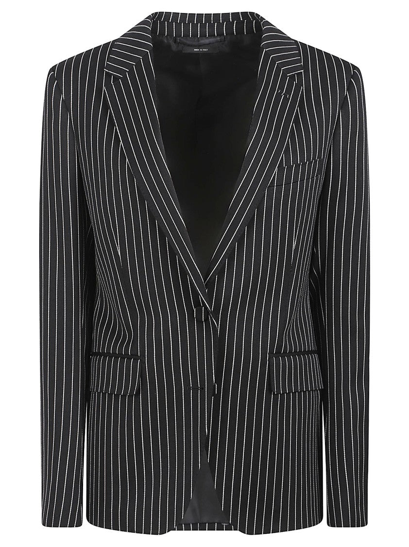 Tom Ford Tailored Black Pinstripe Jacket With Notched Lapel