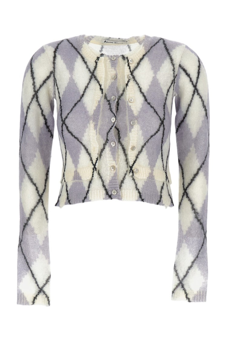 Acne Studios Cropped Argyle Cardigan
