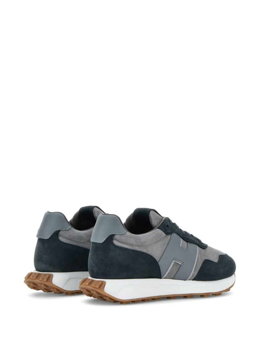 Hogan Grey Suede And Textile Sneakers With Rubber Sole