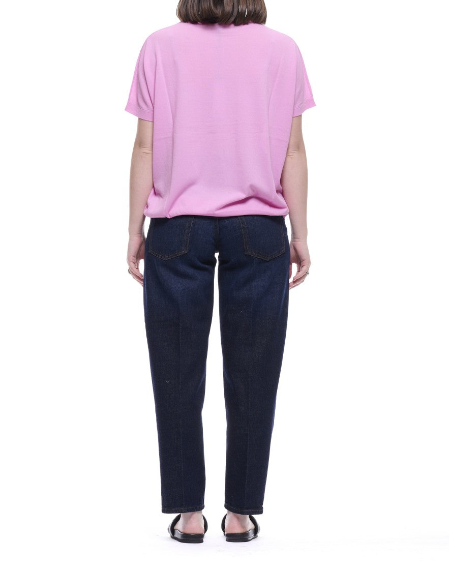 Aragona Prism Pink Crew Neck Cotton T-Shirt