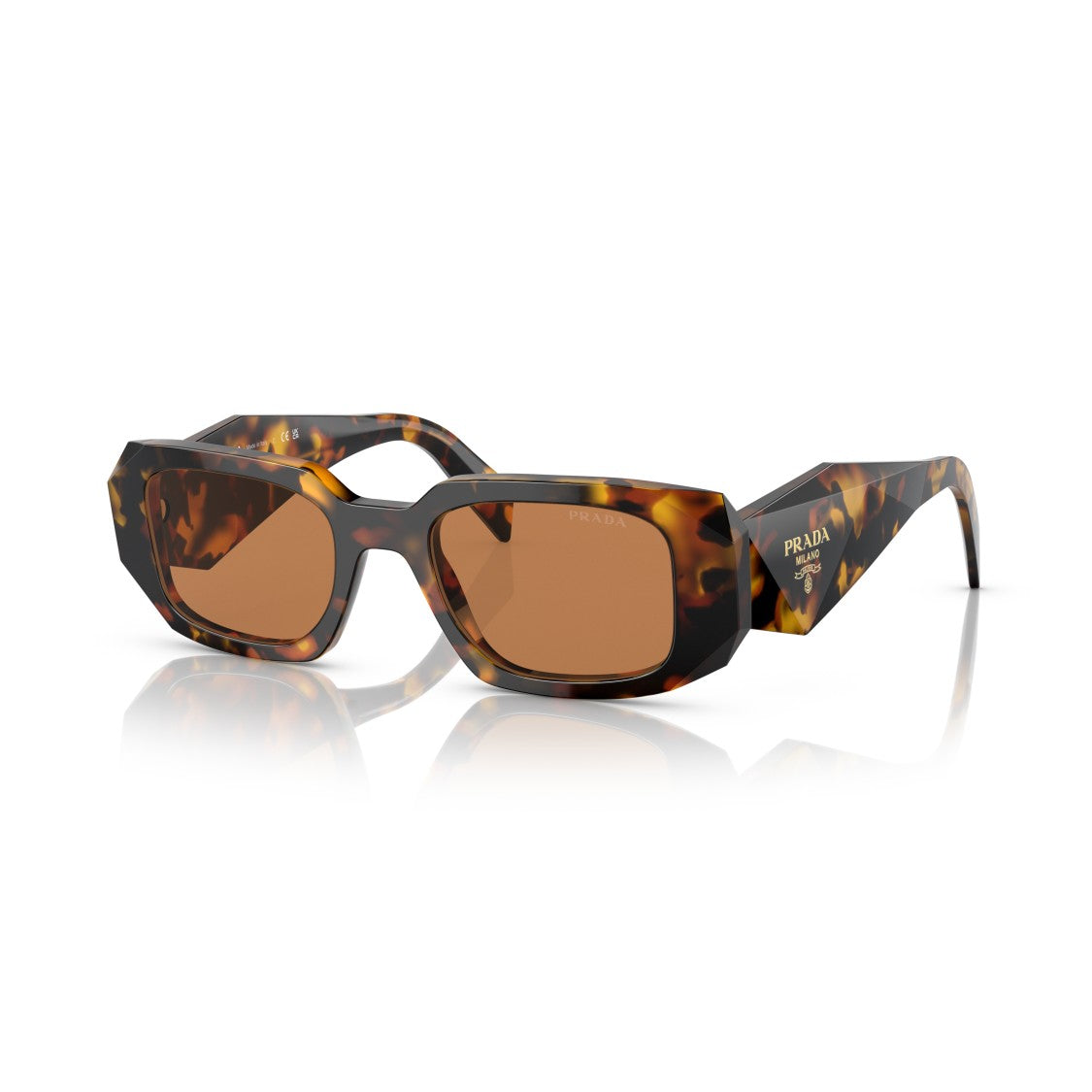 Prada 0Pr 17Ws Geometric Rectangular Tortoiseshell Sunglasses