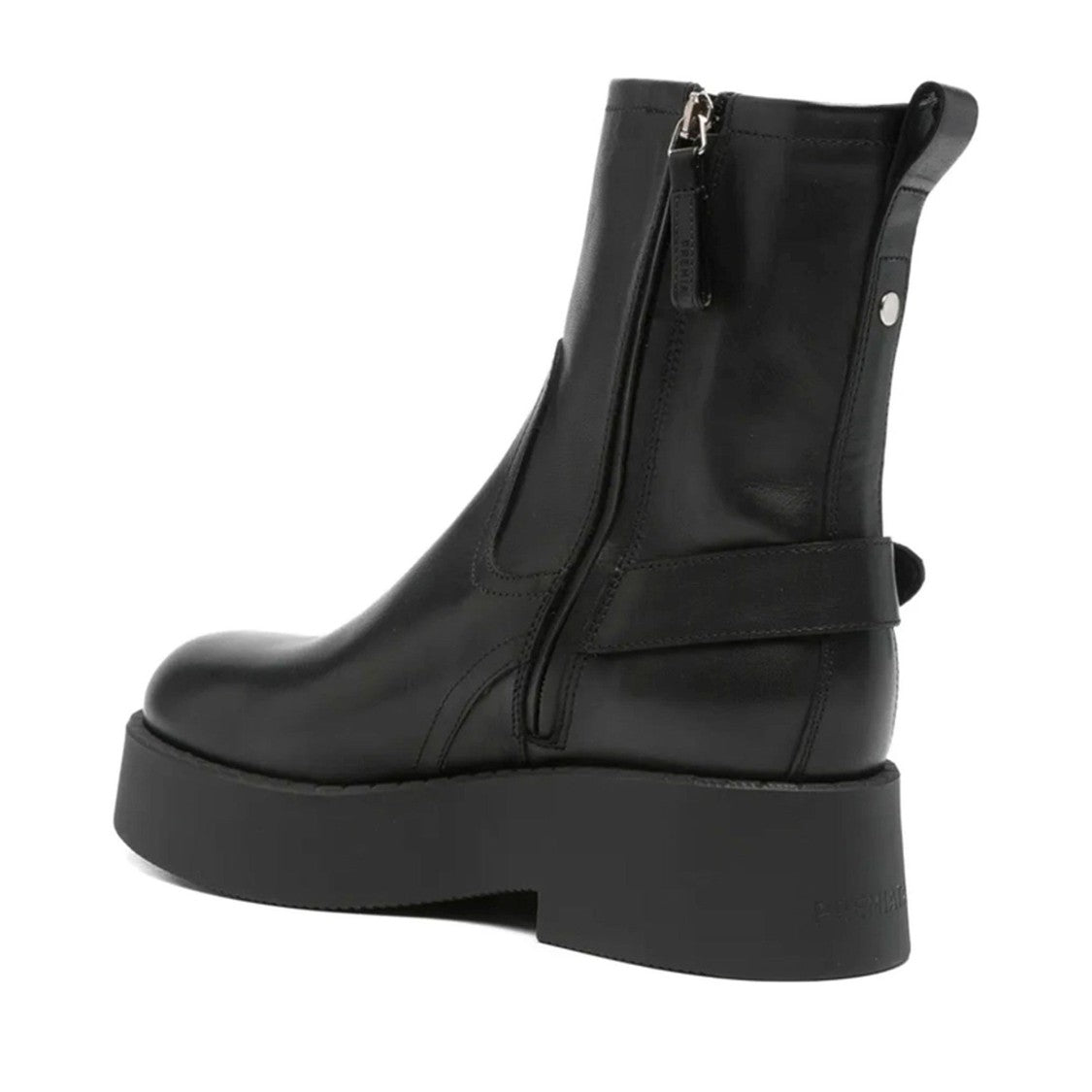 Premiata Black Leather Decorative Strap Boots