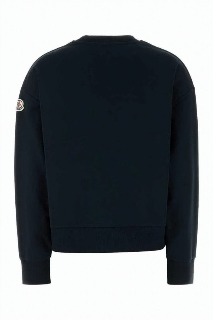 Moncler Cropped Cotton Sweatshirt With Tonal Embroidered Logo