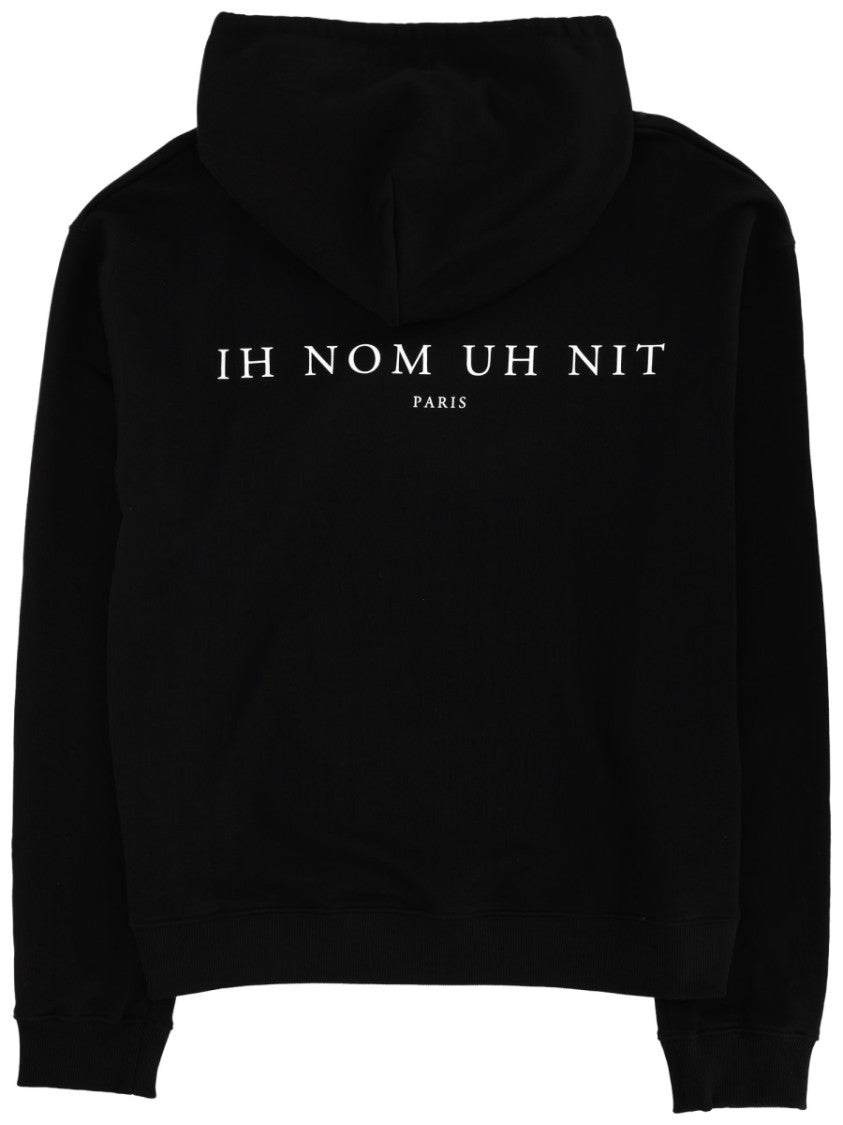Ih Nom Uh Nit Black Orange Balaclava Graphic Printed Cotton Hoodie