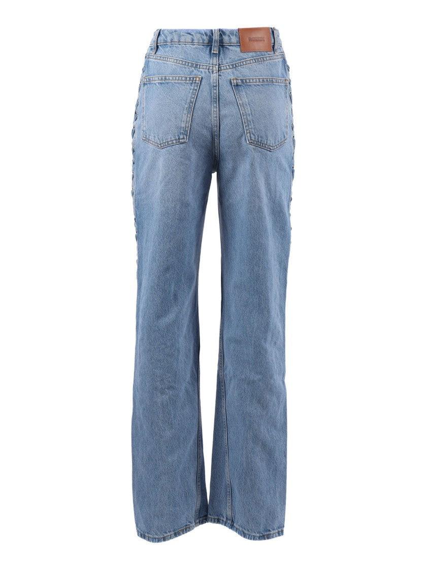 Rotate Blue Hydrangea Twisted Lacing Jeans
