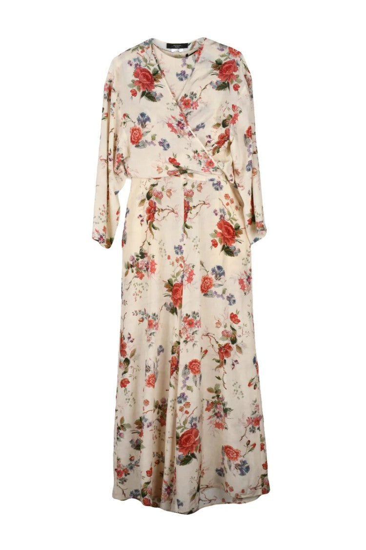 Max Mara Silk Jumpsuit With Cape - Beige/Red