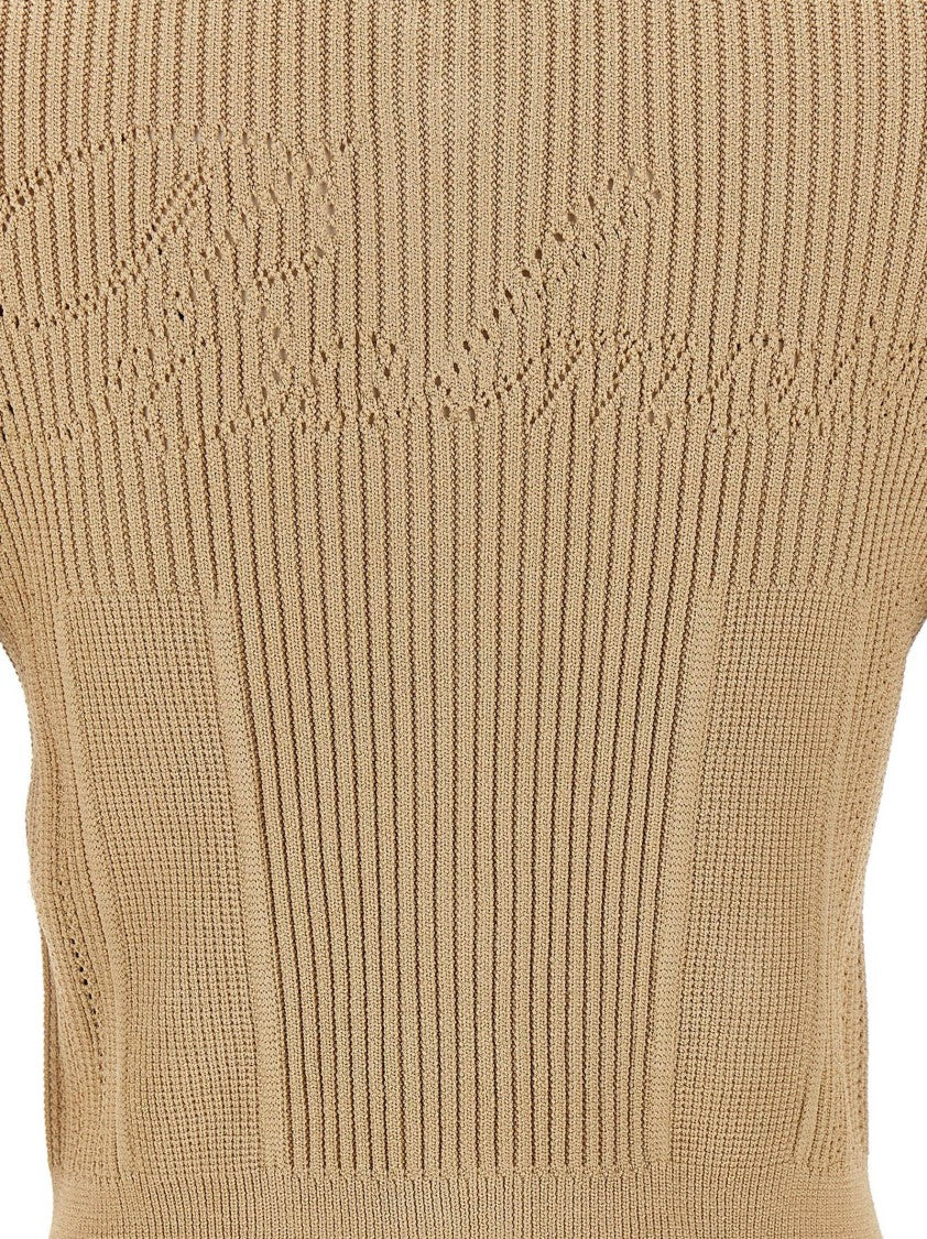 Balmain Openwork Ribbed Knit Cardigan With Trompe-L'œil Pockets