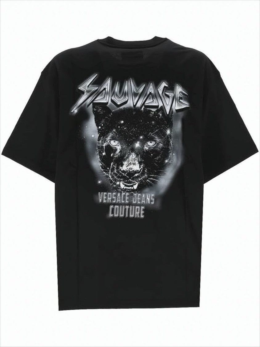 Versace Graphic Black Panther Short-Sleeve T-Shirt With Cosmic Elements