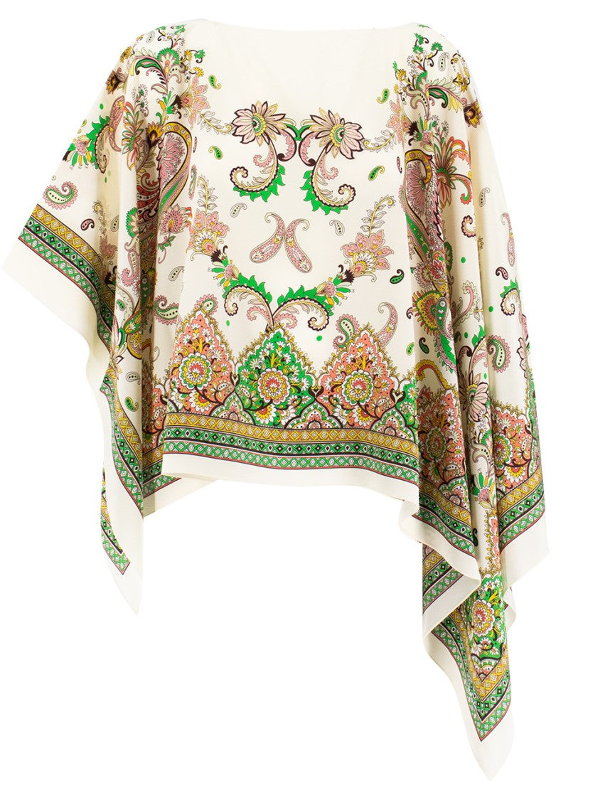 Etro Silk Poncho With Paisley Print