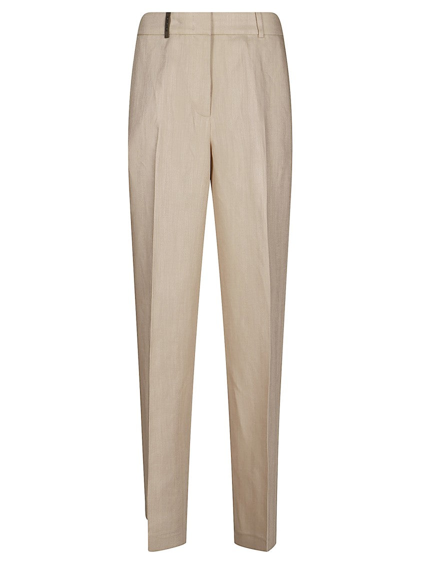 Peserico Flowing Palazzo Trousers In Linen-Viscose Blend
