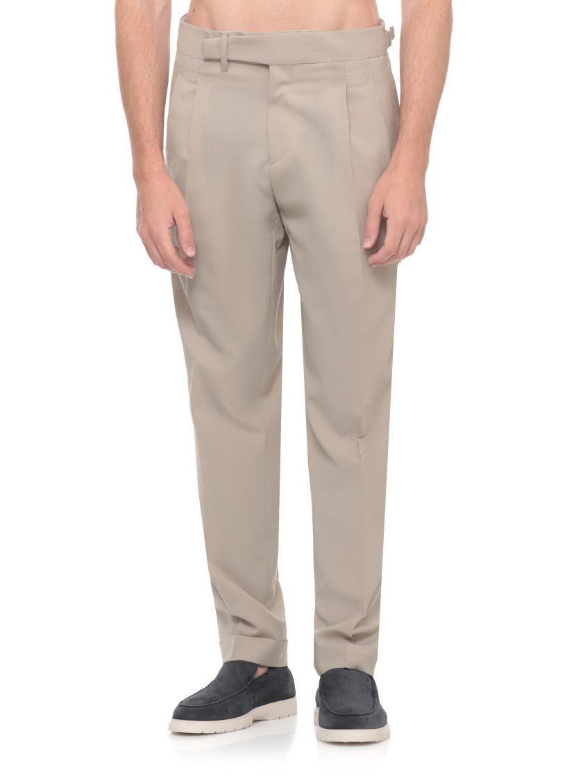 Briglia 1949 Beige Quartieris Wool Straight-Leg Pants