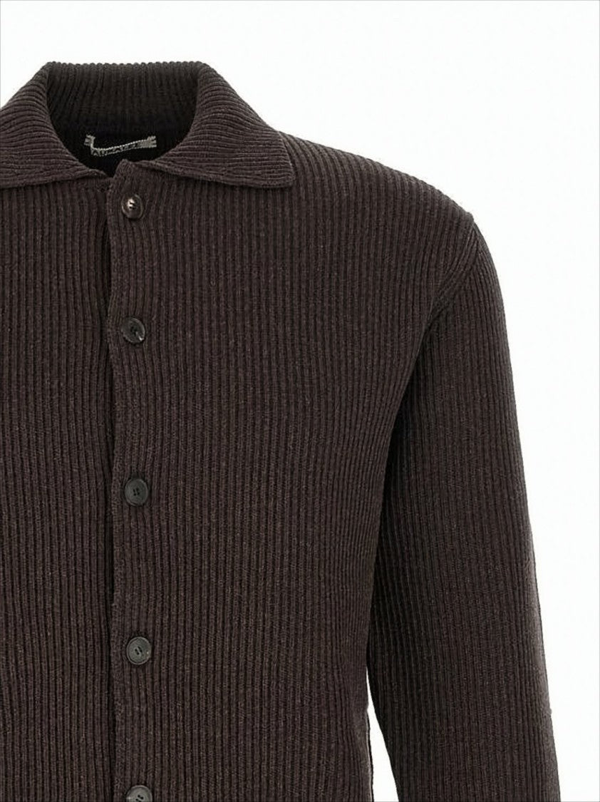 Auralee Ribbed Wool Cardigan With Button-Up Front