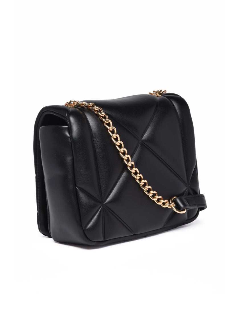 Love Moschino Black Polyurethane Logo Shoulder Bag