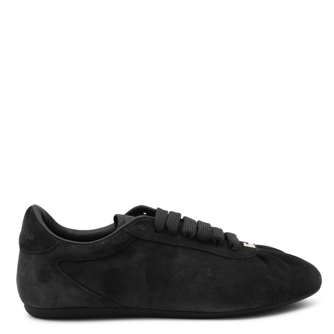 Dolce & Gabbana Black Leather Sneakers With Ruched Detailing