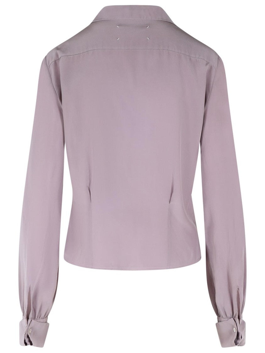 Maison Margiela Lilac Long-Sleeved Silk Shirt
