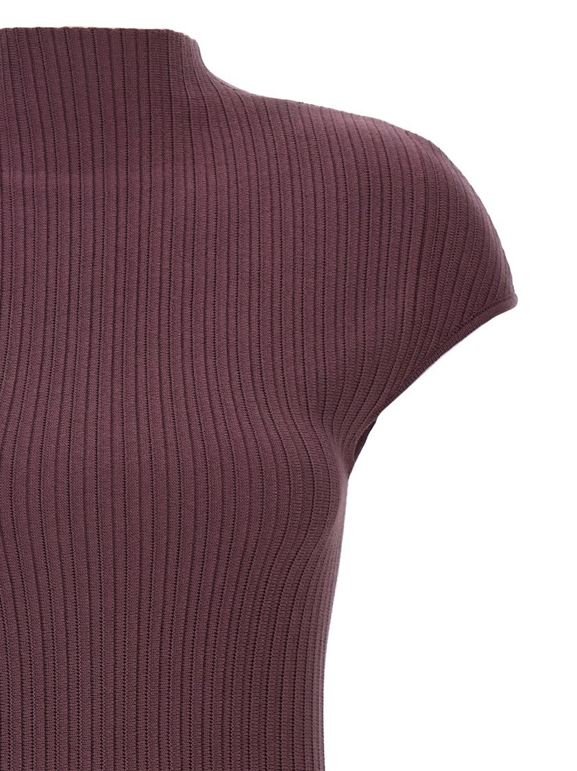 Magda Butrym Knitted Cotton Mini Dress With Pleated Skirt