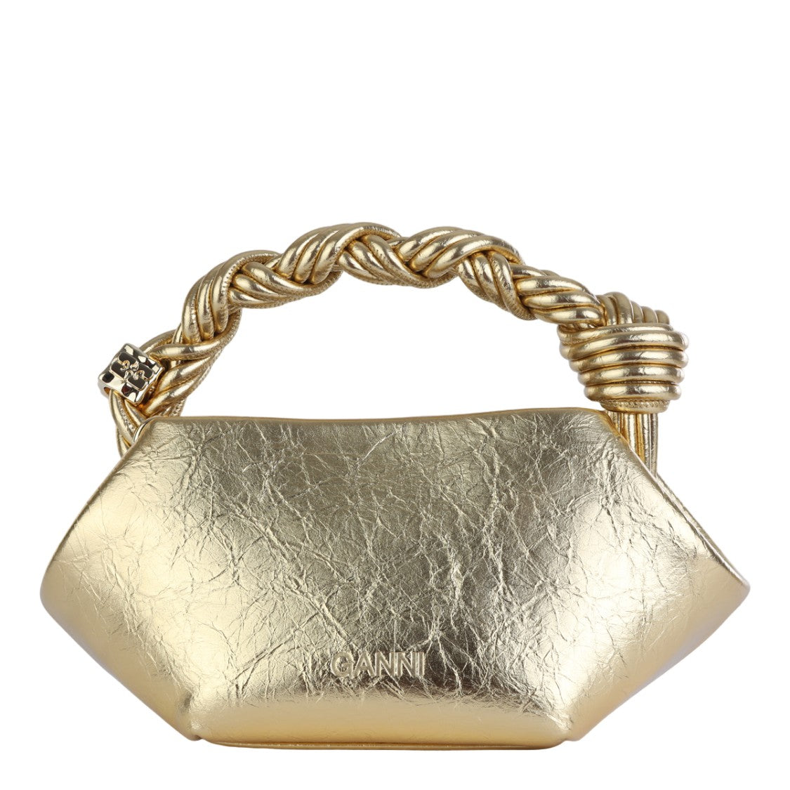 Ganni Crinkled Metallic Gold Geometric Bag