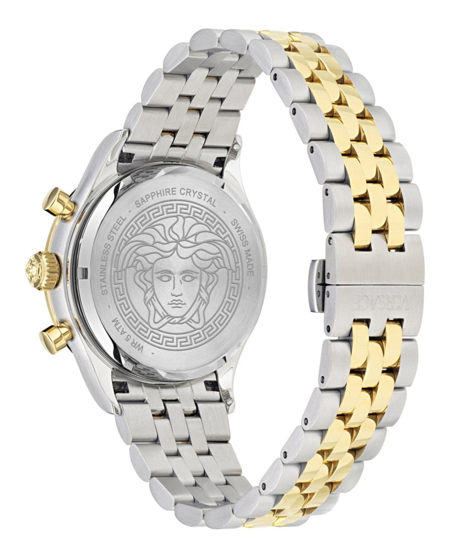 Versace Petite Chronograph Bracelet Watch With Silver Sunray Dial
