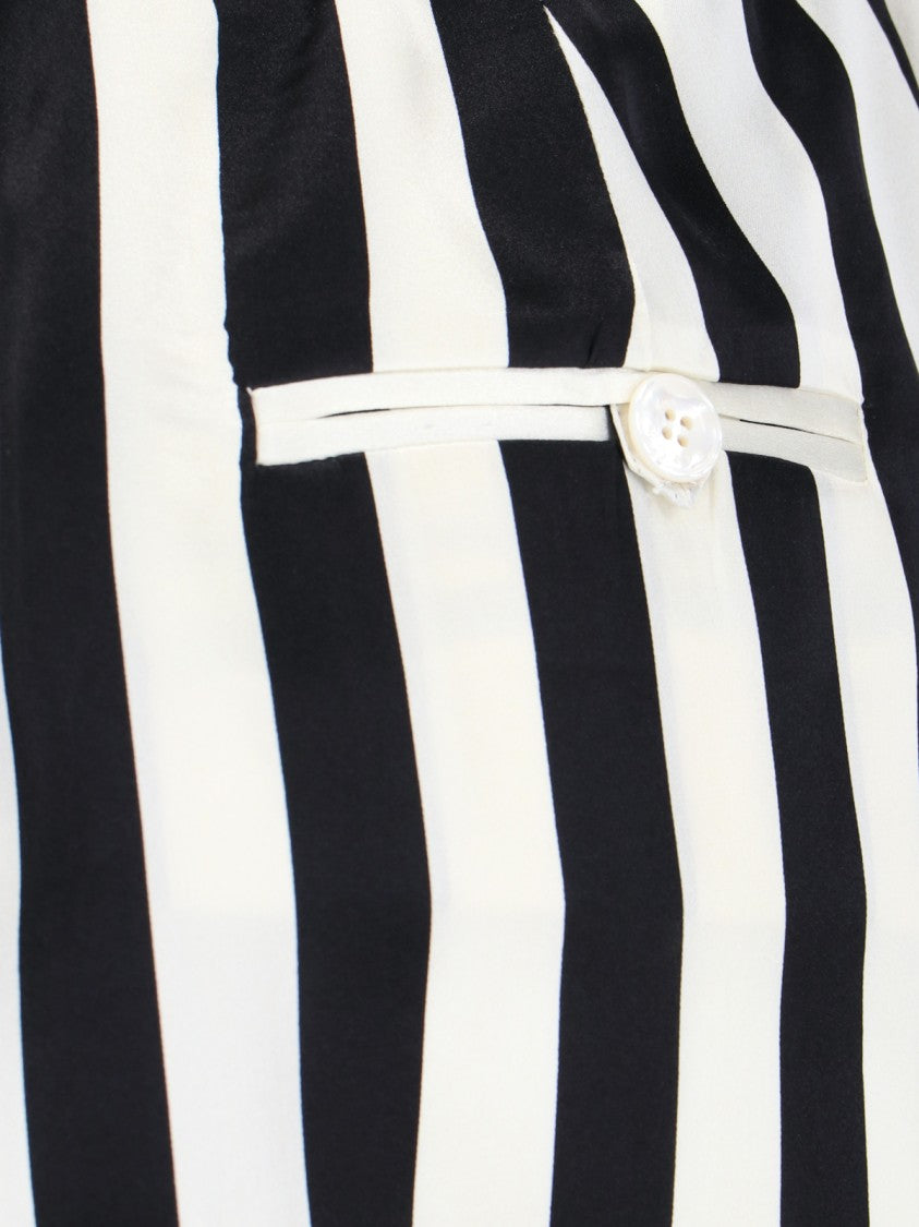 Kiton Silk Shorts Black And White Striped Pattern