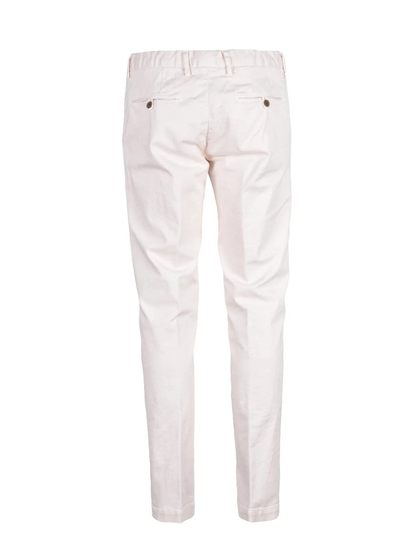 Myths White Stretch Cotton Slim-Fit Formal Pants