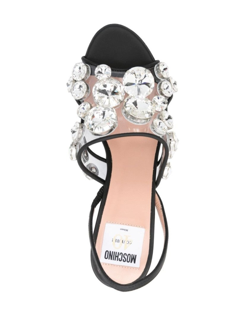 Moschino Transparent Crystal Embellished Sandals