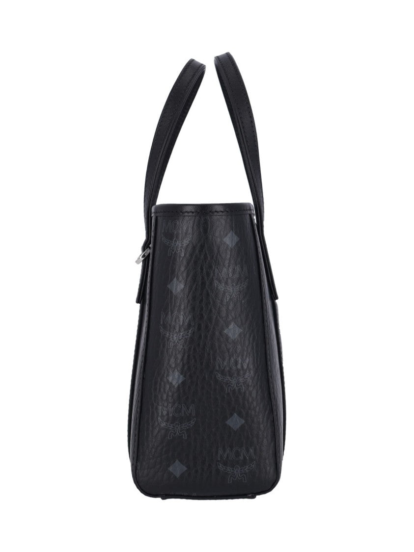 Mcm Structured Shoulder Bag With Textured Finish