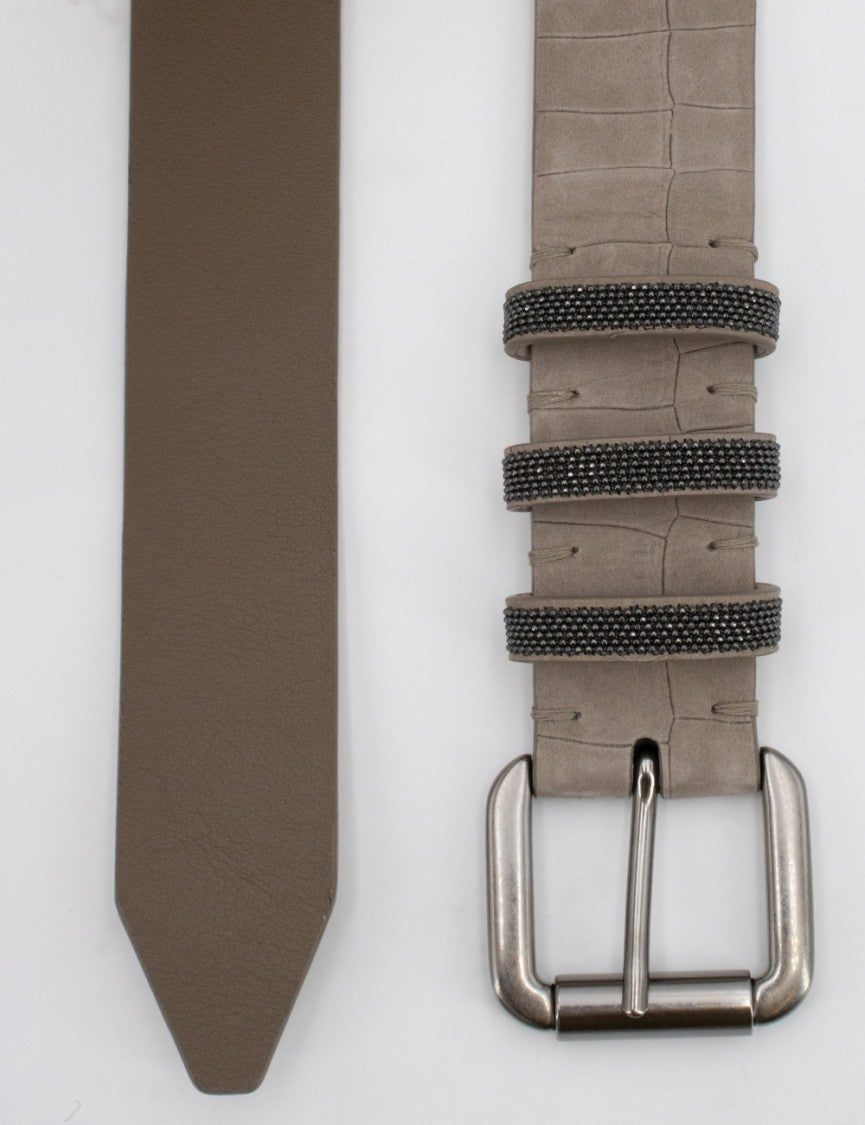 Brunello Cucinelli Textured Crocodile Pattern Leather Belt