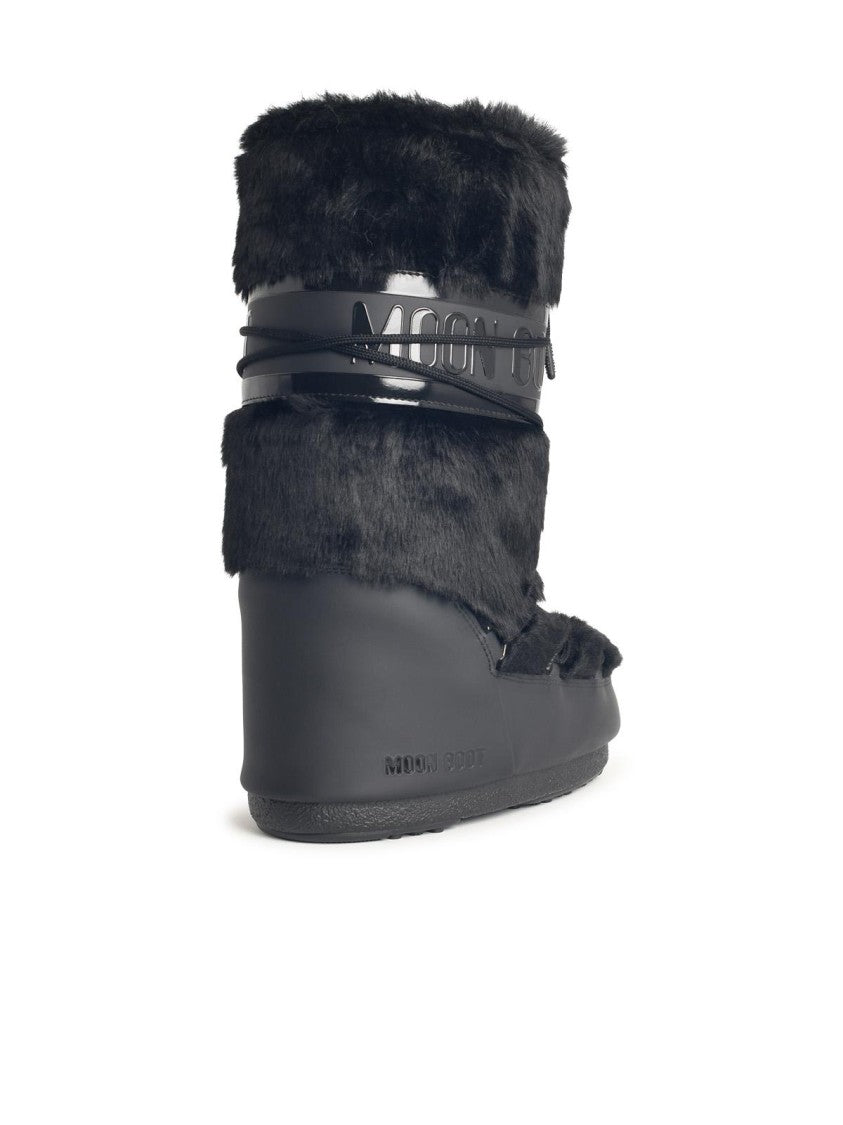 Moon Boot Black Faux Fur Boots