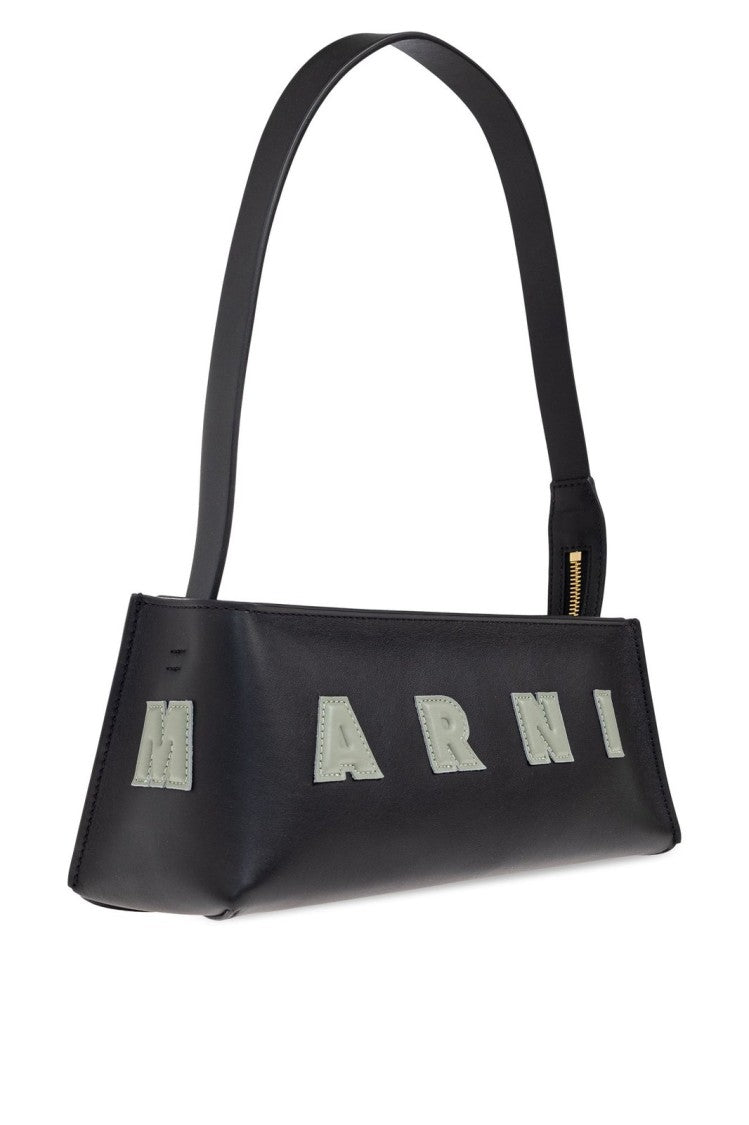 Marni Structured Black Calf Leather Shoulder Bag