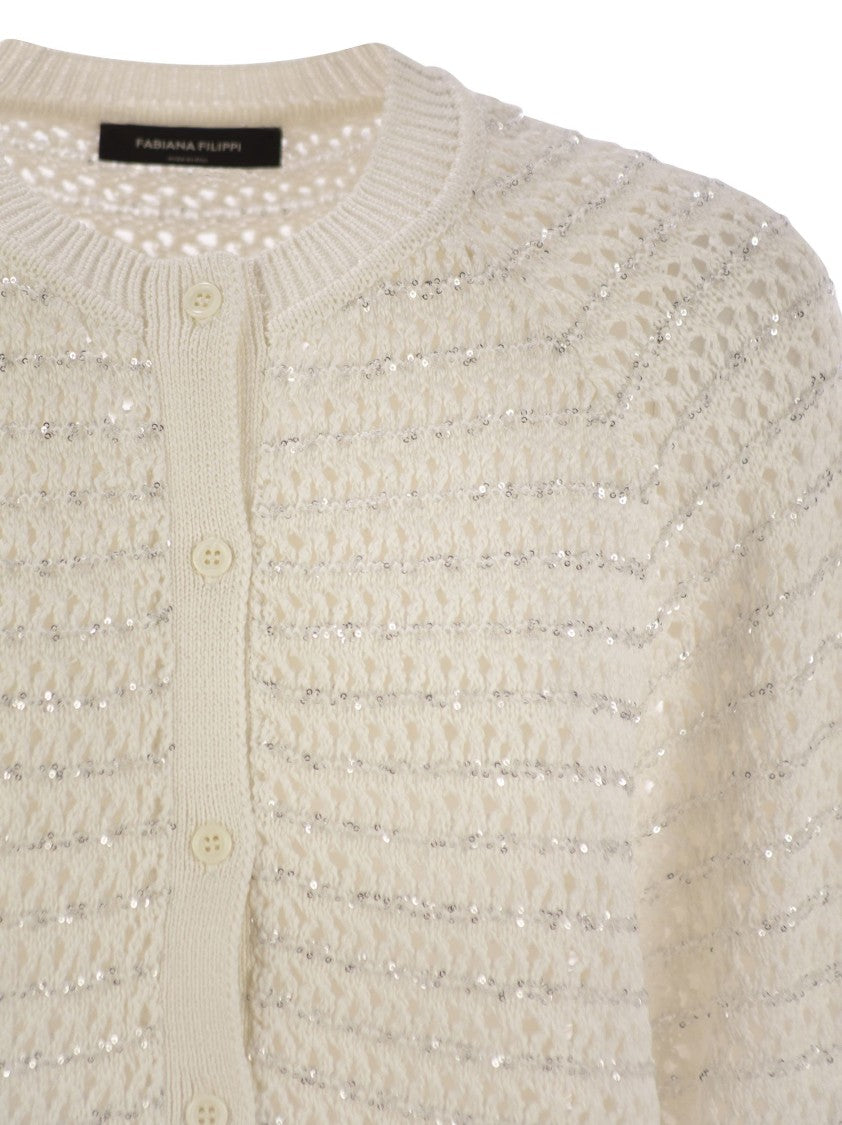 Fabiana Filippi Cotton Open Cardigan With Sequins