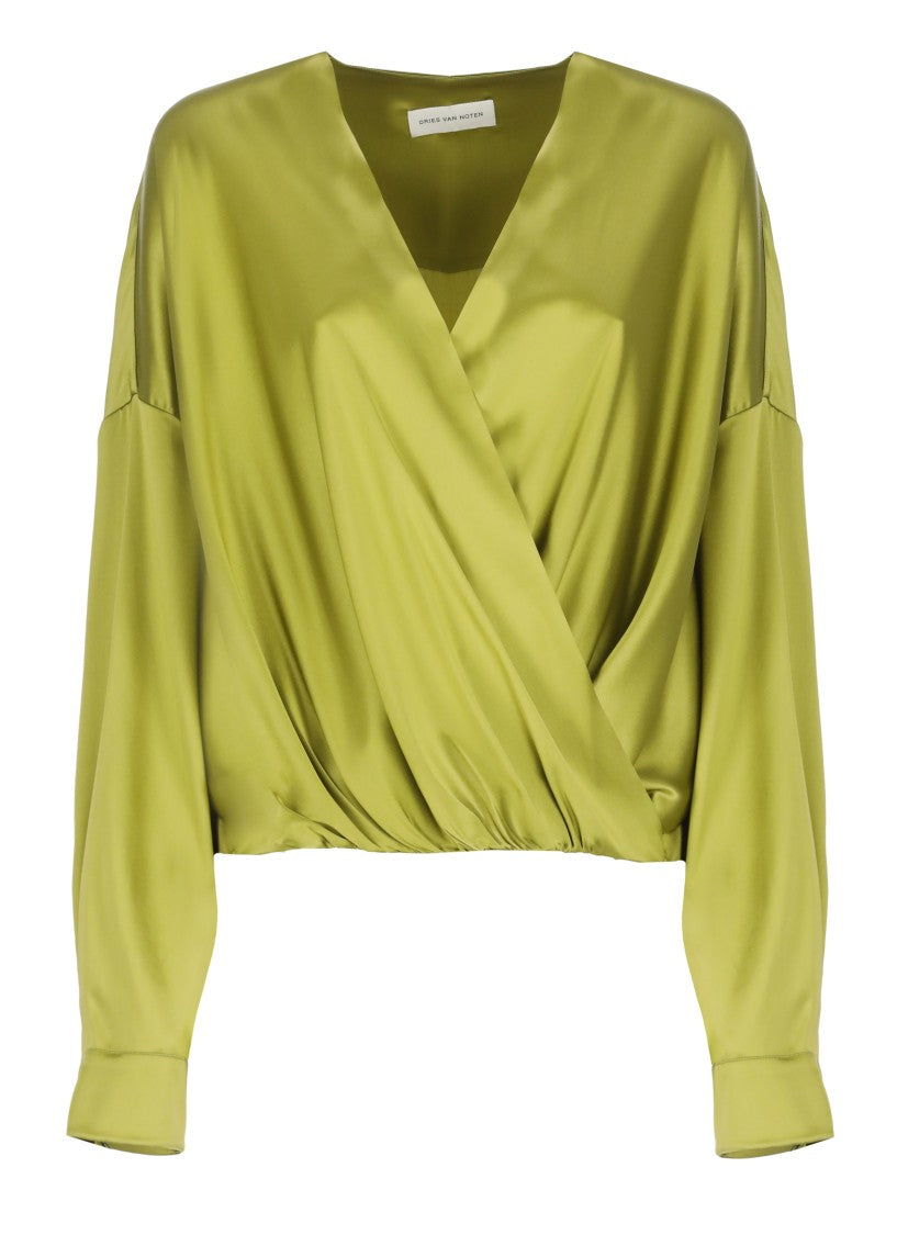 Dries Van Noten Green Silk Shirt