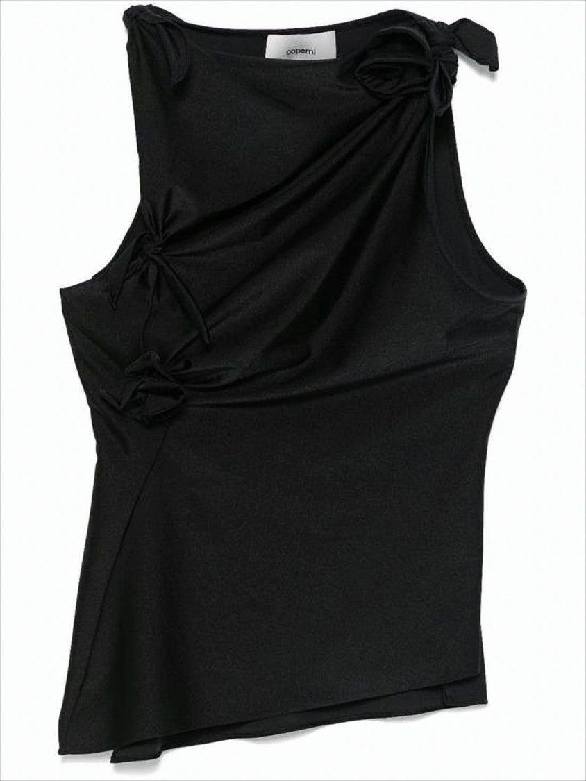 Coperni Asymmetrical Black Sleeveless Top With Decorative Bows