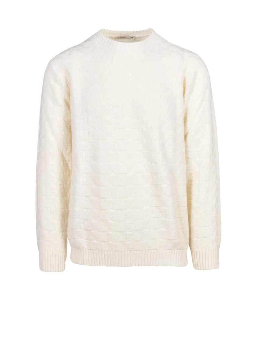 Cashmere Company P. Crew Neck Sweater With Subtle Tone-On-Tone Embroidery