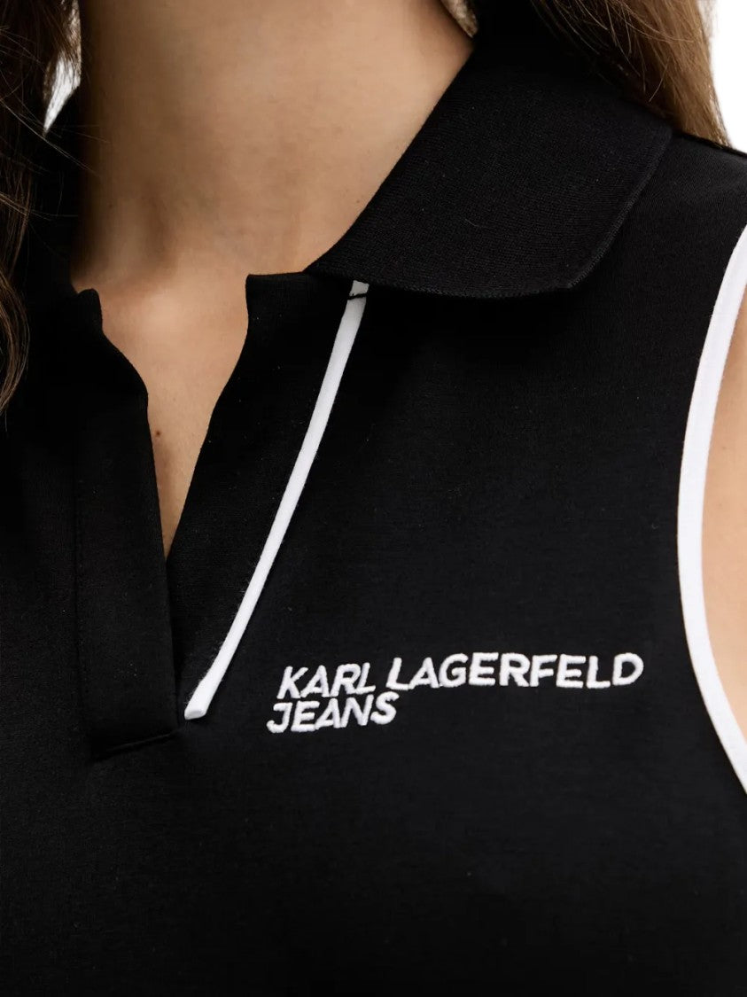 Karl Lagerfeld Sleeveless Polo-Collar Mini Dress With Embroidered Logo