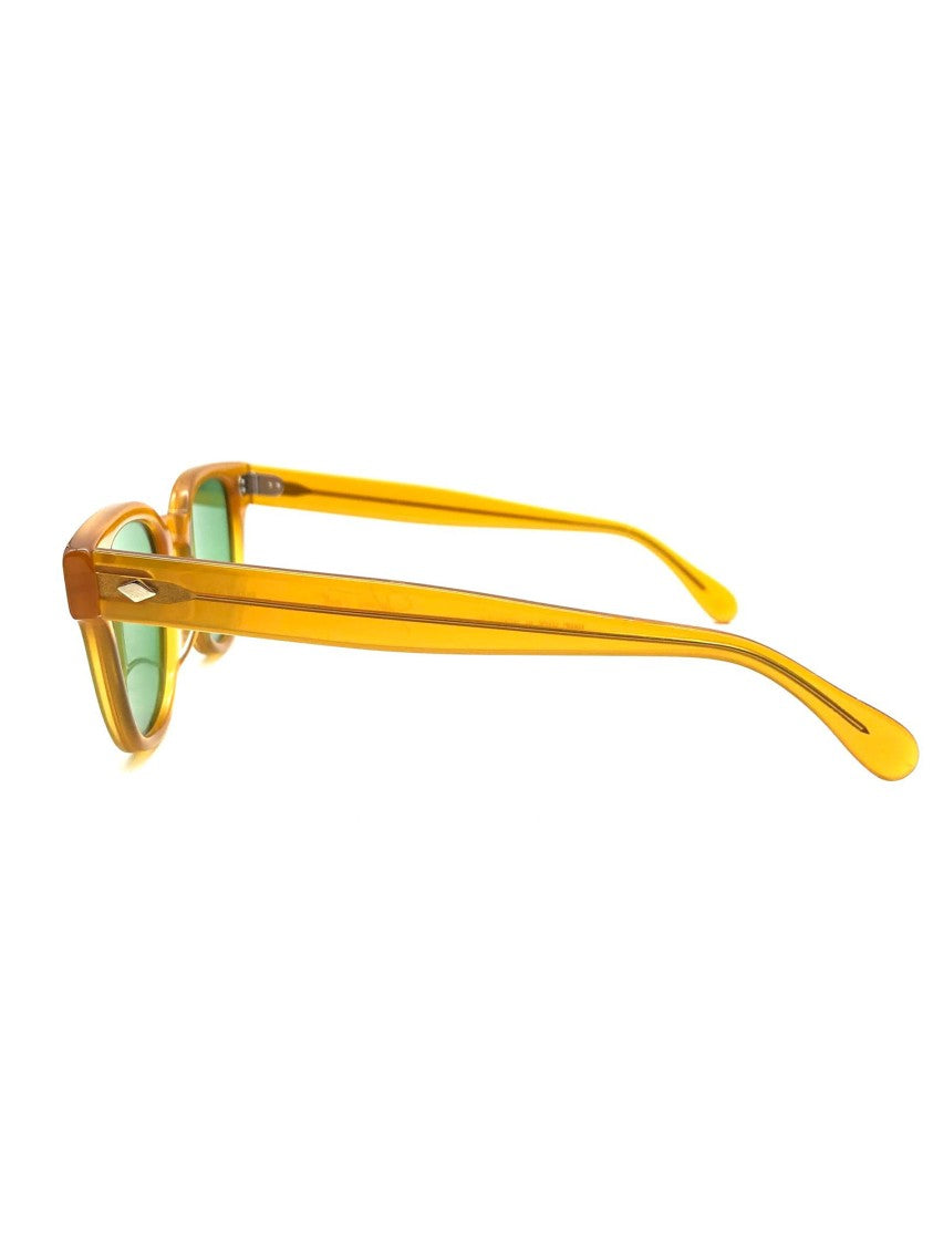 Julius Tart Geometric Frame Sunglasses With Bold Yellow Hue And Green Lenses