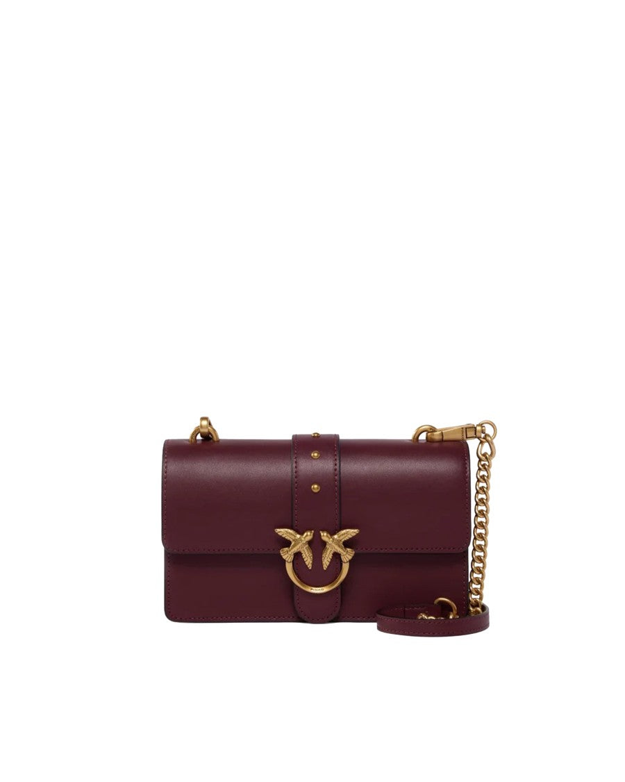 Pinko Deep Red Mini Love Bag One Leather Shoulder Bag
