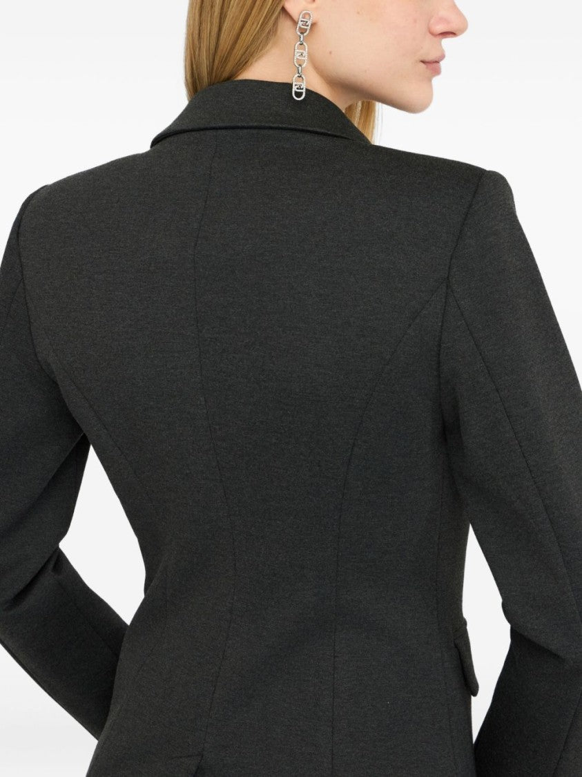 Liu Jo Tailored Grey Jacket With Decorative Brooch