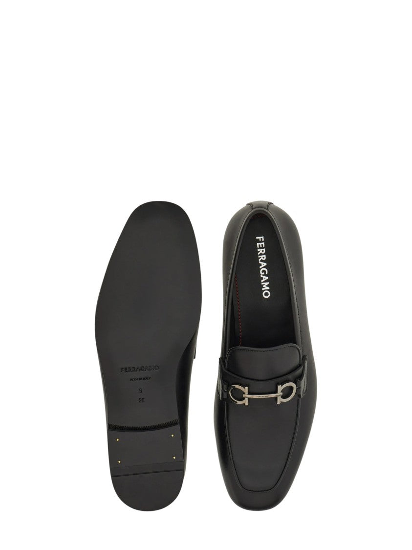 Ferragamo Black Pointed-Toe Minimalist Balty Loafers
