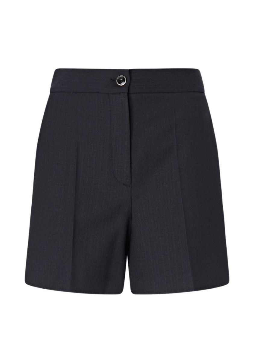 Pinko Black Structured Tailored Front Pleats Shorts